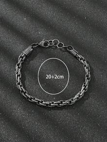 1pc Silver Titanium Steel Braided Chain Bracelet - Antique Silver - View 3