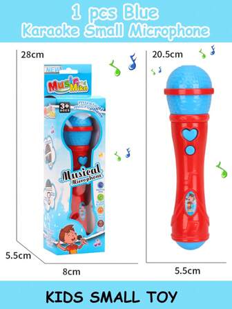 一件粉紅色或藍色兒童塑膠卡拉OK 麥克風樂器玩具- 非常適合兒童生日禮物、音樂玩具、聖誕節和感恩節派對玩具、狂歡節和復活節聖誕節感恩節新年禮物- 隨機顏色、隨機包裝和隨機款式