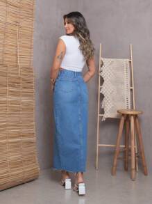 Women Denim Skirts - Medium Wash - View 6