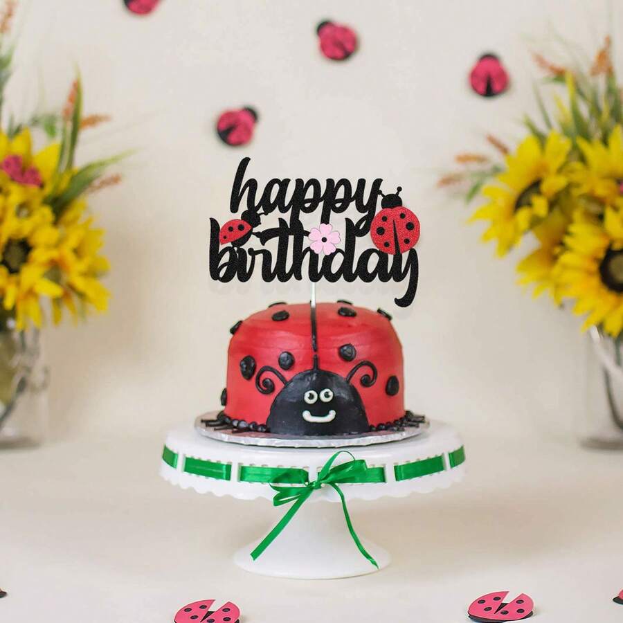 1 Miếng Tính hai mặt Long lanh Bọ rùa Theo chủ đề Tiệc sinh nhật Đồ trang trí Bánh Đồ trang trí , Bàn Đồ trang trí Quân nhu - Màu be - Xem 1