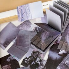 YUXIAN 1冊50張白色風景主題貼紙,可用於日記、手機、筆記型電腦裝飾或diy相簿、拼貼畫、個性化牆面 - 黑色 - 查看 1