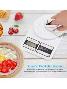 Bascula Digital Gramera Bascula Portatil Pesa Hasta 5Kg Balanza de cocina - Blanco - Ver 6