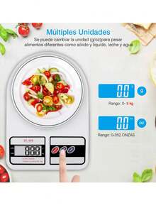 Bascula Digital Gramera Bascula Portatil Pesa Hasta 5Kg Balanza de cocina - Blanco - Ver 5