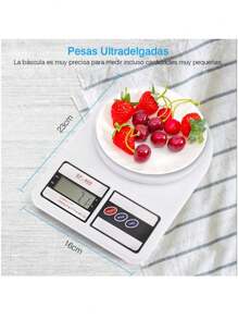 Bascula Digital Gramera Bascula Portatil Pesa Hasta 5Kg Balanza de cocina - Blanco - Ver 2