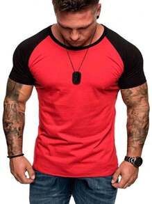 Camiseta Masculina Raglan Roupa Masculina Camisa Masculina 1 - Vermelho - Visão 1