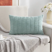 1 Miếng Trang trí Vỏ gối Với Viền ngoài , Màu thuần Nắp đệm - Màu xanh bụi bặm - Xem 4