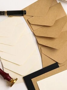 6 件裝黃色復古牛皮紙創意簡約信封迷你情書情侶文具套裝 - 黃色 - 查看 10