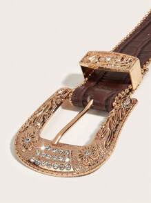 1 Miếng Quý cô Nhấn Hoa Phương Tây Cô gái cao bồi Phong cách Nhiệm vụ nặng nề Kết cườm Khóa Đai PU , Thích hợp Đối với Mặc hàng ngày - Cà phê nâu - Xem 4