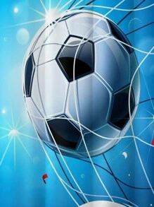 2pcs Soccer Print Curtains Suitable For Kitchen, Bedroom, Living Room, Simple And Versatile - Multicolor - View 3