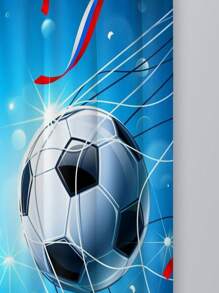 2pcs Soccer Print Curtains Suitable For Kitchen, Bedroom, Living Room, Simple And Versatile - Multicolor - View 2