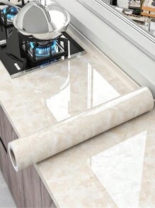 1 Roll Marble Wallpaper Film For Kitchen Countertop, Furniture Diy Sticker For Bedroom Wardrobe, Desk Makeover,Stickers,Wall Decal, Vinyl Decal For Home Decorations,Spring Decoration Items Refresh Your Home,Rama Decoration Stickers - Mustard Yellow - View 1