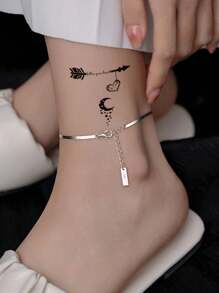 Conjunto De 4 Hojas De Tatuajes Reducidos De Planetas, Latidos De Corazones, Plumas Y Alfabeto - Negro - Ver 5
