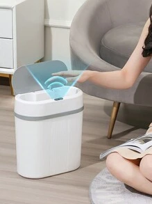 1入組塑料智能感應垃圾桶,自動感應開關,適合放置在房間角落,需要2節aa電池 - 紫色 - 查看 9
