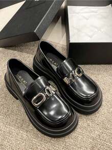 2023 Autumn New Arrivals Women's Chunky Heel Shoes, Casual Comfortable All-match Shoes With Thick And Mid Heels - Black - View 3