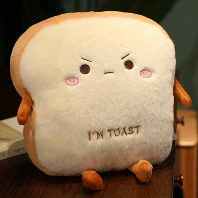 POKOJA LAND Cute Toast Shaped Hand Warmer, Soft & Huggable Plush Bread Nap Pillow, Perfect Child Birthday/Christmas Gift