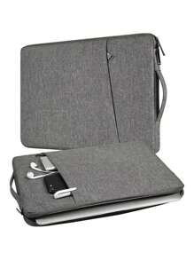 适用于 13/14/15/16 英寸笔记本电脑的笔记本电脑保护套，采用聚酯纤维制成，带口袋，深灰色。 - 淺灰色 - 查看 2