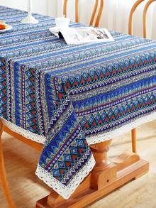 1 Pièce Nappe Rectangulaire En Dentelle De Style Bohème Pour La Décoration De La Table De Cuisine, Salle À Manger Et Ferme - Bleu azur - Voir 5