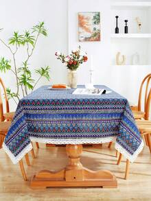 1 Pièce Nappe Rectangulaire En Dentelle De Style Bohème Pour La Décoration De La Table De Cuisine, Salle À Manger Et Ferme - Bleu azur - Voir 7