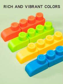 1 Pack Of 21pcs Multicolor Soft Rubber Building Blocks (With Blue Car) For Kids,Large Particles,Water-Resistant,Educational Toys For Preschool Learning,Suitable For Boys & Girls Room Decoration,Animal Toys,Blocks For 8 Yr Old,Magnetic Building Blocks,Kids Block,Toys Girls,Big Toys,Building Toys For Kids,Blocks Large,Building Block Toys