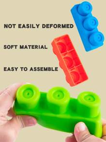 1 Pack Of 21pcs Multicolor Soft Rubber Building Blocks (With Blue Car) For Kids,Large Particles,Water-Resistant,Educational Toys For Preschool Learning,Suitable For Boys & Girls Room Decoration,Animal Toys,Blocks For 8 Yr Old,Magnetic Building Blocks,Kids Block,Toys Girls,Big Toys,Building Toys For Kids,Blocks Large,Building Block Toys