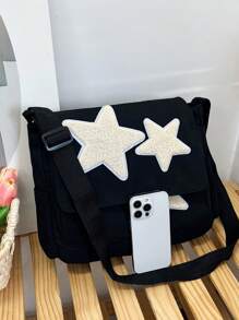 Large Capacity,Waterproof,Portable,Classic,Casual Leisure & Commute Shoulder Bag With Star Decorated Flap Cover For Teen Girls Women College Students,Rookies & White-Collar Workers Perfect For Office,Work ,Business,Commute,College,Middle School, High School,Outdoors, Travel, Outings, Stars Hollow Women Bag