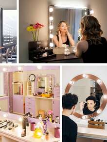 10入組鏡前燈用led燈泡,適用於浴室,梳妝台和化妝間,亮度可調,易安裝,便於攜帶