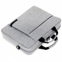 Large Capacity Multi-compartment Handbag With Zipper, Shoulder Strap, And Trolley Sleeve Suitable For Business Trip, Office, Documents And Files, With 15-inch Laptop Compartment - Light Grey - View 5