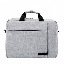 Large Capacity Multi-compartment Handbag With Zipper, Shoulder Strap, And Trolley Sleeve Suitable For Business Trip, Office, Documents And Files, With 15-inch Laptop Compartment - Light Grey - View 4
