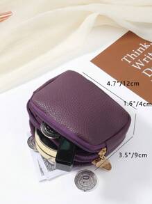 Ví cầm tay nhỏ gọn, ví ngắn, ví công tác, quà tặng sinh nhật, quà tặng ngày lễ tình nhân, kỷ niệm ngày cưới, phụ nữ, nam, nữ, túi đựng đồ dùng học tập, phòng ký túc xá, trở lại trường, ví mini, ví đựng tiền xu - Màu tím - Xem 2