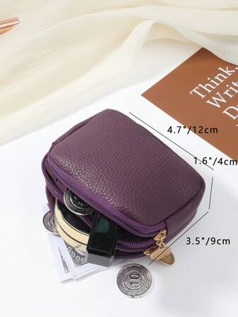 Textured Double Zipper Casual Lightweight Cash ID Card Credit Card Portable Pocket Small Pocket Wallet Short Wallet Business Travel Gift For Birthday Gift On Valentine Day Anniversary Women Female Lady Girls Men Male Bag School Supplies For School Dorm Room Back To School For Women Wallet Mini Wallet Purse Wallet Coin Wallet