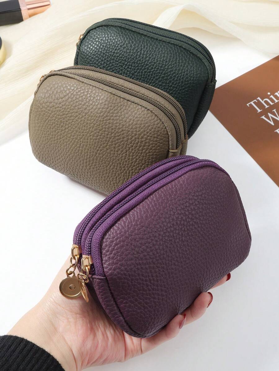 Ví cầm tay nhỏ gọn, ví ngắn, ví công tác, quà tặng sinh nhật, quà tặng ngày lễ tình nhân, kỷ niệm ngày cưới, phụ nữ, nam, nữ, túi đựng đồ dùng học tập, phòng ký túc xá, trở lại trường, ví mini, ví đựng tiền xu - Màu tím - Xem 1