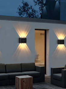 1 cái/2 cái Đèn tường trang trí ngoài trời chạy bằng năng lượng mặt trời để chiếu sáng sân vườn hộ gia đình, với hiệu ứng chiếu sáng lên và xuống - Màu vàng - Xem 4