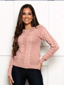 Women Knit Tops - Rosa Pálido - Ver 1