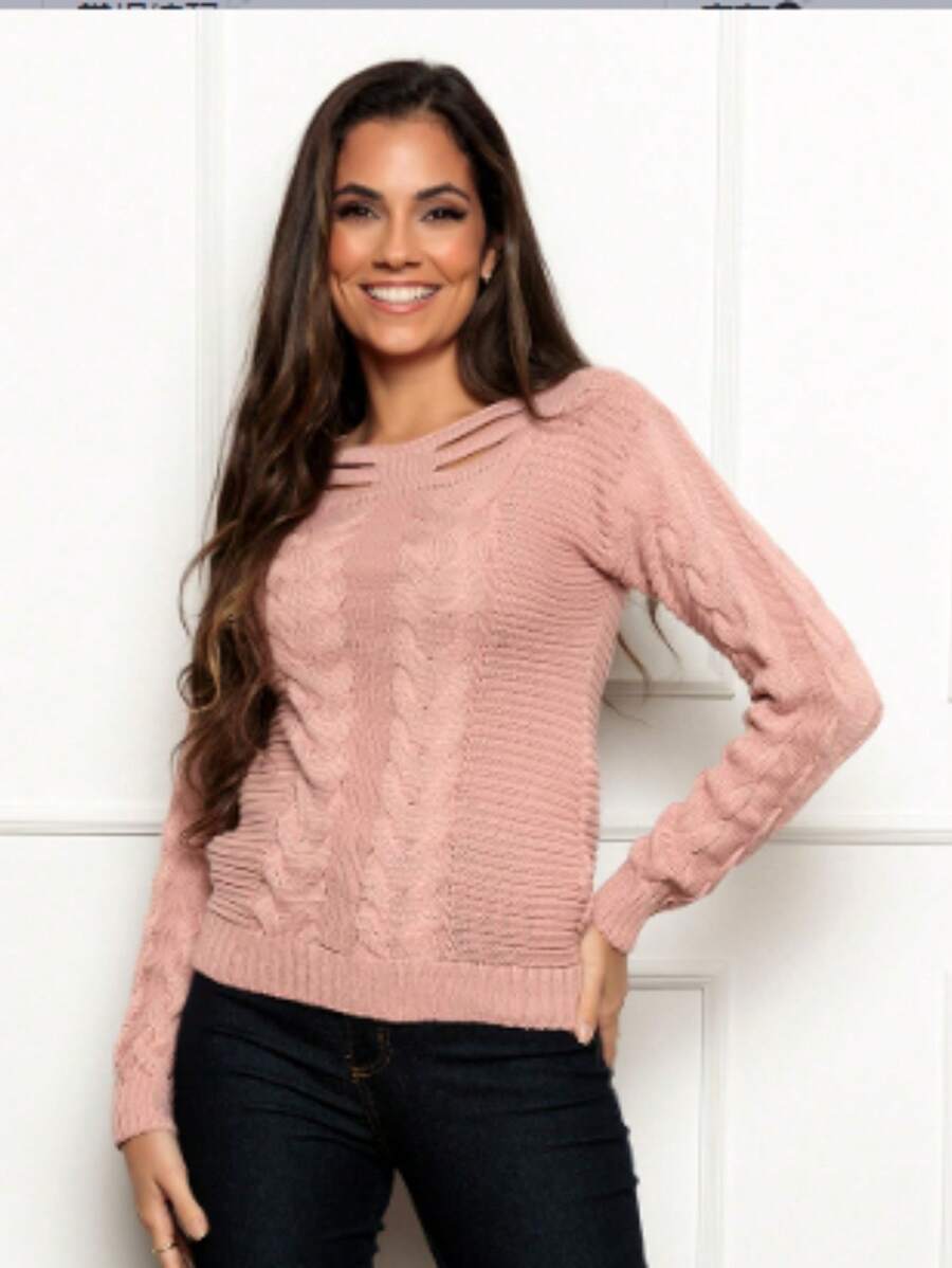 Women Knit Tops - Rosa Pálido - Ver 1
