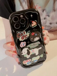1pc Black Dreamy Puppy House Soft Tpu Full Coverage Phone Case Compatible With Apple Devices - Multicolor - View 2