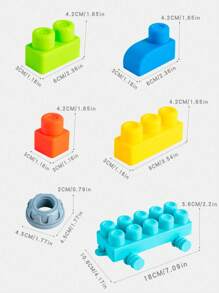 1 Pack Of 21pcs Multicolor Soft Rubber Building Blocks (With Blue Car) For Kids,Large Particles,Water-Resistant,Educational Toys For Preschool Learning,Suitable For Boys & Girls Room Decoration,Animal Toys,Blocks For 8 Yr Old,Magnetic Building Blocks,Kids Block,Toys Girls,Big Toys,Building Toys For Kids,Blocks Large,Building Block Toys