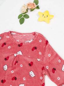 Pijama Polar Mujer Conjunto de 2 Piezas, Ultrasuave y Caliente, Playera Manga Larga, Pantalón, Limited Edition, 6 Diferentes Modelos - Rosa coral - Ver 5