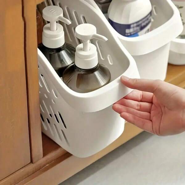 1 pezzo bagno & cucina Organizzatore Credenza Scatola portaoggetti con ruote lavello ripiano Cesto portaoggetti