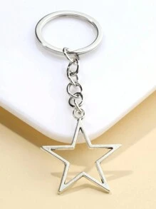 Large Five-pointed Star Keychain Hanging Decoration - Silver - View 1