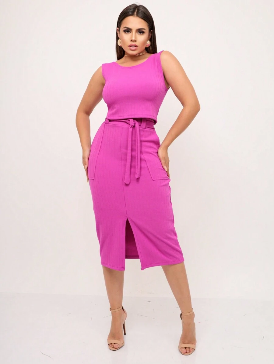 Women Two-piece Outfits - Rosa Roja - Ver 1