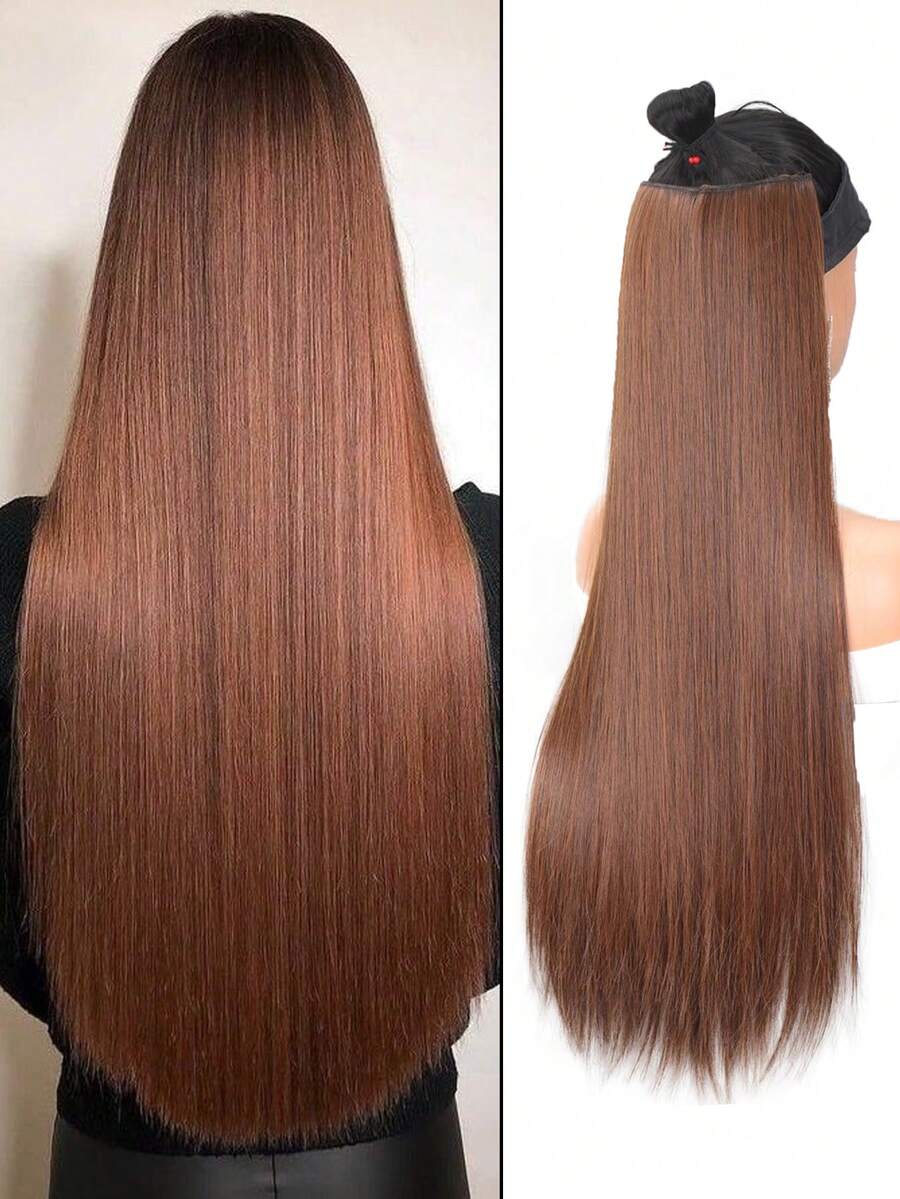 30inch Five Clips Hair Extension – Straight - Light Brown - View 1