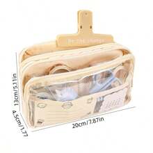 3 Layers High Capacity Transparent Pencil Case For Girls And Students, Minimalist Stationery Storage Bag - Purple - View 5