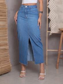 Women Denim Skirts - Medium Wash - View 1