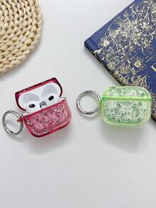 1pc Multicolor Liquid Glitter & Silver Foil Design Earphone Case Compatible With Apple Earphone - Pink - View 5