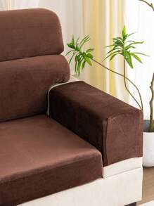 1入冬季毛絨沙發坐墊套 - 棕色 - 查看 5