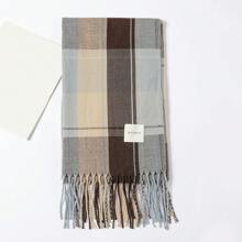 1pc Unisex Multicolor Plaid Scarf, Warm & Versatile, Suitable For Daily Use - Blue - View 8