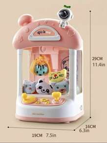 YUQING.FC Mini Astronaut Claw Machine Toy Claw Machine With Stuffed Animals And Gashapon For Children - Rosa chiclete - Visão 4
