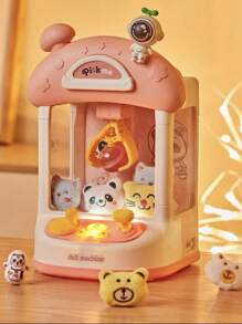 YUQING.FC Mini Astronaut Claw Machine Toy Claw Machine With Stuffed Animals And Gashapon For Children - Rosa chiclete - Visão 1