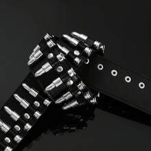 1入歐美風格男裝朋克針扣腰帶,通用鋅合金腰帶 - 黑色 - 查看 4