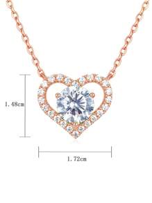 LI JIN 2 Carat Birthstone Heart Shaped Pendant Necklace Decorated With 925 Sterling Silver Plated With White Gold And Rose Gold, Suitable For Ladies Daily Wear, Valentine's Day Gift - rose gold - View 9
